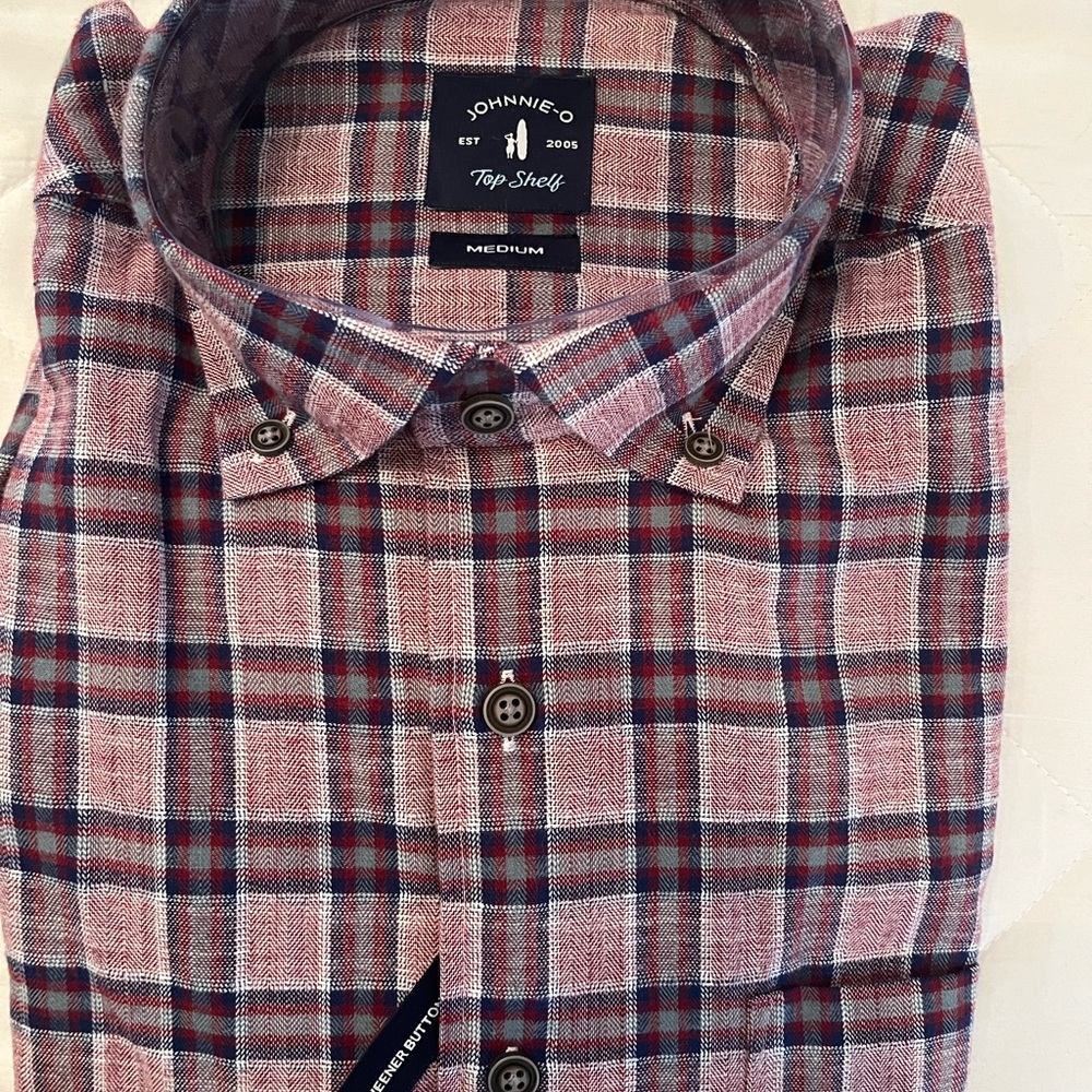 johnnie-O Red Plaid Casual Button Down Shirt